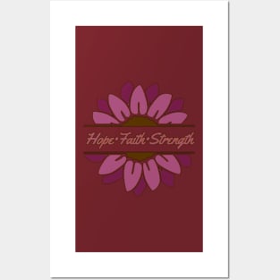 Dark pink Sunflower Hope Faith Strength Posters and Art